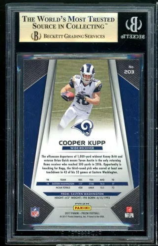 Vista 2 de Cooper Kupp Rookie Card 2017 Panini Prizm #203 BGS 9.5 (9.5 9 9.5 9.5)