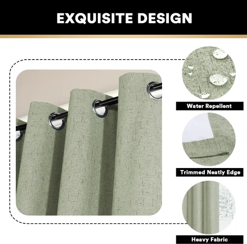 Vista 14 de PrinceDeco Cortinas con textura de lino 100% opacas de 64 pulgadas de largo, juego de 2 paneles de cortinas de lino opacas con forro aislante Arena