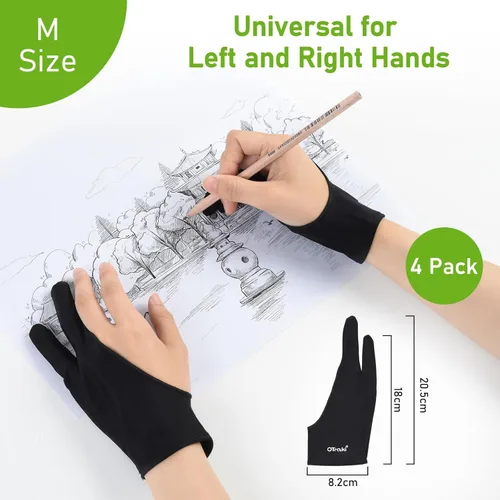 Vista 5 de OTraki 4 Pack Artist Drawing Gloves for Digital Tablet Paper Sketching
