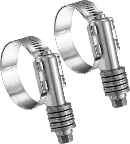 Paquete de 2 abrazaderas de manguera sin fin de alta resistencia, rango ajustable de 1"-1 3/4" (25-45mm), abrazaderas de manguera de engranaje sin