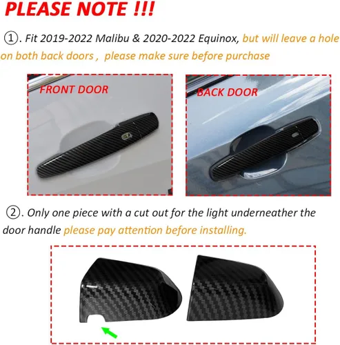 Vista 2 de DEYTOP Cubierta para Manija de Puerta Compatible con Chevy Malibu y Blazer 2018-2025, Equinox y Traverse 2018-2024 Protector de Manija de Puerta