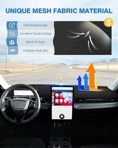 Vista 505 de FIILINES - Cubierta para tablero, accesorio para tablero de malla antideslizante, parasol sin reflejos y protector compatible con Toyota Tundra