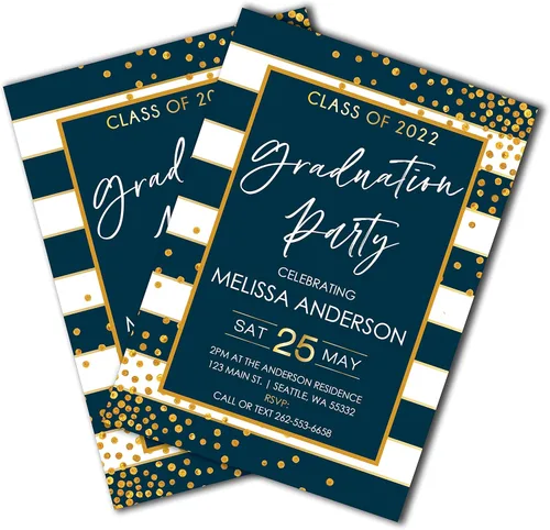 Graduation Party Invitation | Navy and Gold | Graduation Announcement | Graduation Invitation | Class of 2020 | College | High School