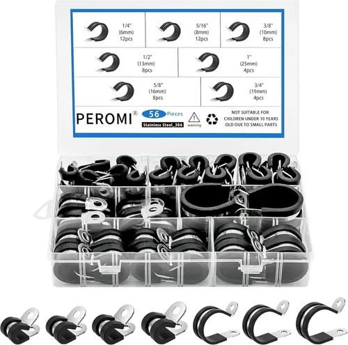 Vista 14 de 12 piezas de abrazaderas de cable dobles de 1-1/2" con refuerzo remachado actualizado, abrazaderas de tubo de bucle aislado con almohadilla de goma