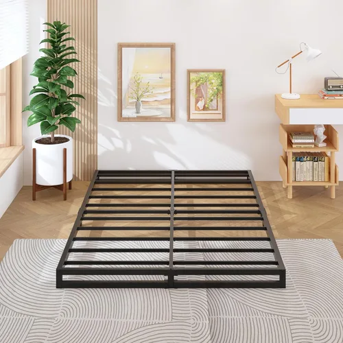 Vista 19 de Lutown-Teen Marcos de Cama Plataforma Individual de 18 Pulgadas de Metal Resistente Sin Necesidad de Somier, Sin Ruido, Fácil Montaje, Negro