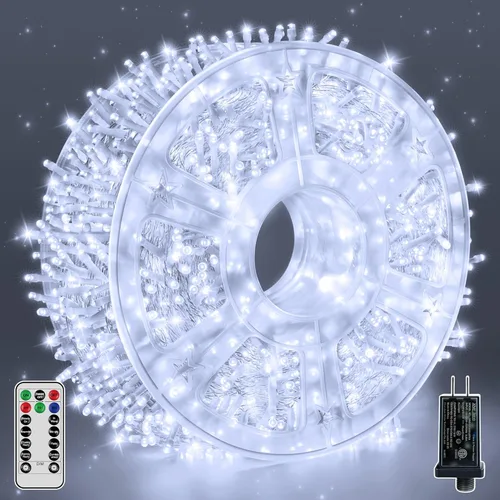 Vista 11 de Guhope - Luces de Navidad 600 LED de 98 pies, luces de cadena impermeables para exteriores con control remoto y temporizador, 8 modos de luces