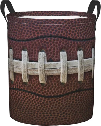 Dujiea Cesta de lavandería con temática de fútbol americano, redonda con asa, plegable, plegable, de lona, bolsa de almacenamiento para ropa sucia,