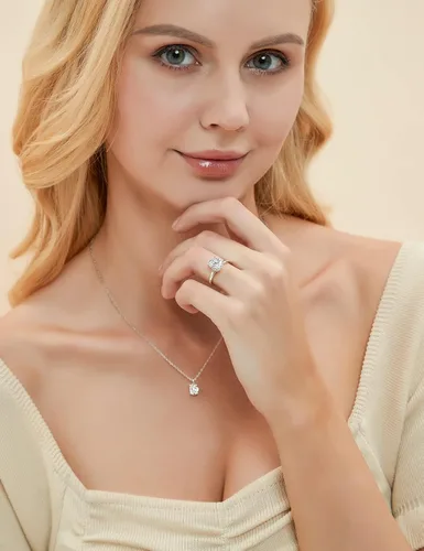 Vista 5 de EAMTI - Anillos de compromiso de plata de ley 925de 3quilates con circonia cúbica de corte ovalado, anillos de promesa de boda para mujer