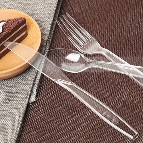 Vista 5 de 300 cubiertos de plástico transparente, tenedores de plástico pesado, cucharas, cuchillos, utensilios desechables para suministros de fiesta