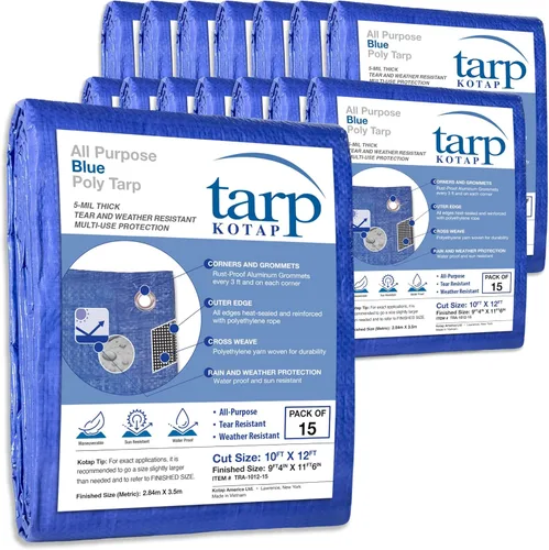 Vista 69 de Kotap - Lona de polietileno para uso general, color azul, de 5 pies x 7 pies, artículo: TRA-0507