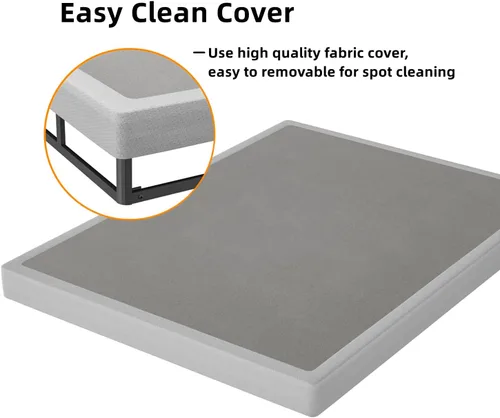 Vista 4 de Somier de metal de perfil bajo de 5 pulgadas para cama King, estructura resistente, base de colchón, sin ruido, antideslizante, fácil montaje