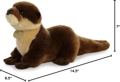 Vista 3 de Aurora® Adorable nutria de río de peluche Miyoni®, detalle realista, compañía entrañable, marrón, 11 pulgadas
