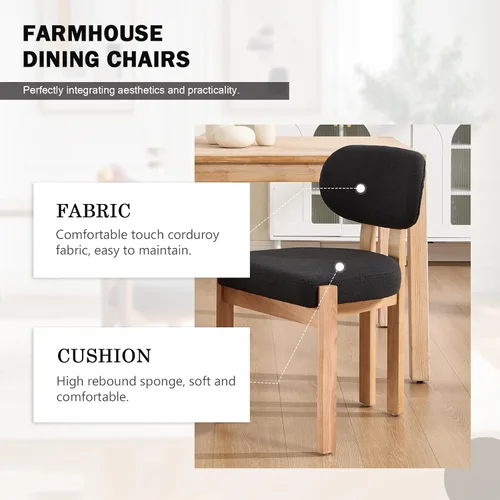 Vista 3 de Wooden Dining Chairs Set of 2, Mid Century Modern Chenile Upholstered Dining Room Chair Kitchen Chairs with Solid Wood Legs, Farmhouse Dinner Chair