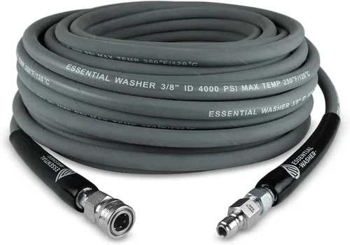 Vista 10 de Essential Washer Manguera azul para lavadora a presión de 100 pies con accesorios de conexión rápida 3/8 y salida giratoria 360 4000 PSI