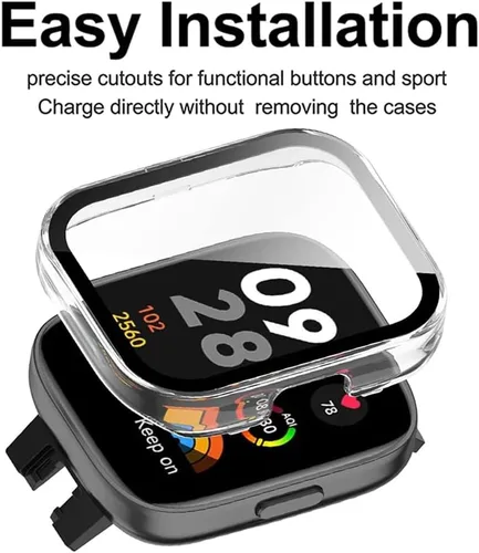 Vista 5 de Funda protectora de pantalla para Xiaomi Redmi Watch 3 Lite/Redmi Watch 3 Active, [paquete de 4] accesorios de repuesto para parachoques de PC duro