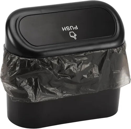 Vista 8 de Accmor - Bote de basura con tapa para automóvil, mini organizador de basura automático con 30 bolsas de basura de plástico, contenedor de basura