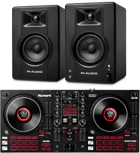 Vista 8 de Numark Mixtrack Platinum FX DJ Controller y M-AUDIO BX3 Par de monitores Bluetooth Studio para grabación de estudio, producción de música