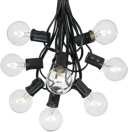 Guirnalda de luces G40 para patio con 25 bombillas de globo transparente, luces colgantes de jardín, luces vintage para patio trasero, luces de