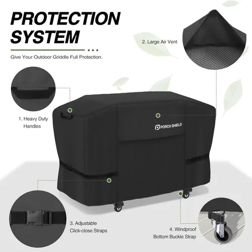 Vista 4 de Porch Shield Cubierta de parrilla de gas 600D de 28 pulgadas impermeable y resistente a la decoloración, se adapta a la estación de cocción