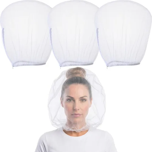 Vista 8 de Oversized Makeup Protector Hood, Guards Hair & Makeup While Dressing, Nylon Chiffon, Reusable, Zip Closure, Machine Washable