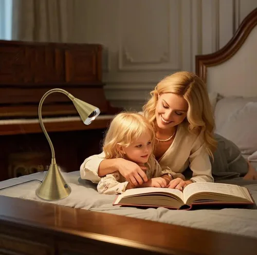 Vista 2 de HomeFocus Lámpara de mesa, lámpara de escritorio, luz nocturna regulable, lámpara de lectura LED, lámpara de mesa de noche, luz de lectura