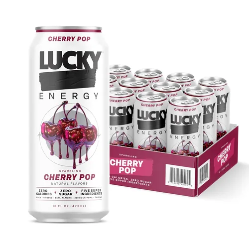 Vista 14 de Lucky Energy Bebidas energéticas sin azúcar, bayas Bodacious, latas de 16 onzas (paquete de 12) Bebida energética saludable, sin azúcar con maca