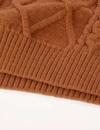 Vista 5 de GRACE KARIN Suéter de punto trenzado para niños, cuello alto con cremallera de un cuarto para invierno