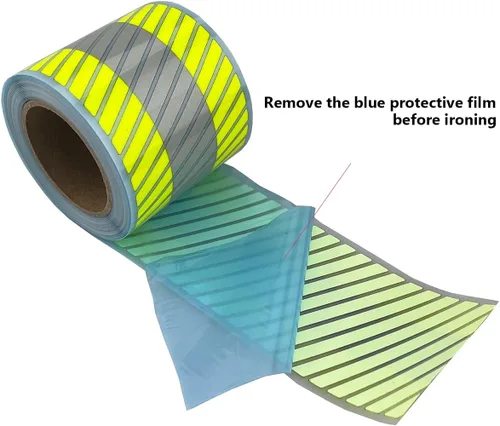 Vista 5 de Cinta de Vinilo Reflectante de Transferencia de Calor de Alta Visibilidad para Planchar en Ropa 2 pulgadas x 5 yardas (Rojo Fluorescente/Plata)