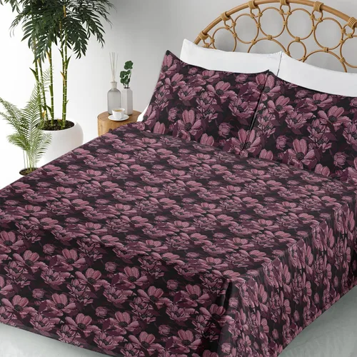 Vista 121 de Ambesonne Skull Sheet Set, Goth Roses Floral Skeleton Head Day of The Dead Ethnic Mexican Inspired, Fitted and Flat Sheet with Pillowcases Bedding