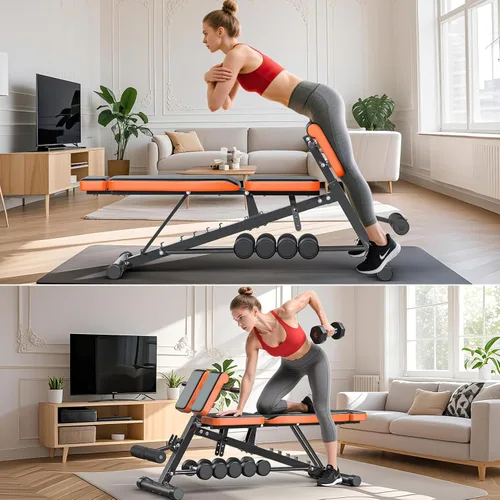 Vista 5 de XDDIAS Roman Chair, Adjustable Weight Bench Back Extension Machine for Home Gym, 1000LBS All-in-One Sit Up Bench with Dumbbell Rack, Incline