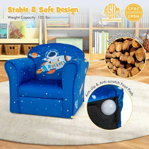 Vista 48 de Costzon Flyman - Sofá para niños, sillón con reposabrazos con patrón, muebles para niños pequeños con construcción de madera resistente, preescolar