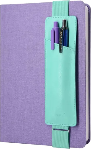 Vista 9 de Funda para lápices y bolígrafos con banda elástica ajustable, compatible con cuadernos de tapa dura, agendas, encuadernadoras, de 8" a 11” de Negro