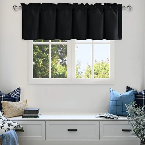 Vista 42 de DWCN Cortinas de Cenefa para Sala de Estar, Cocina, Baño/Sótano - Aqua Sólido, 1 Panel, 42 x 12 Pulgadas, Oscurecimiento de Habitación