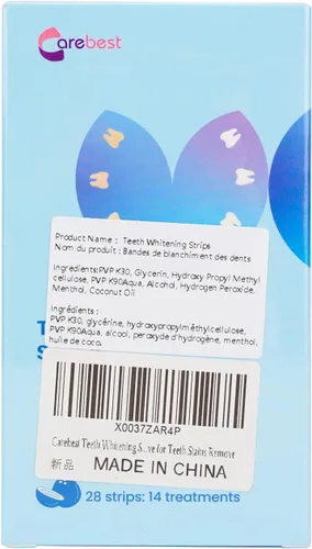 Vista 8 de Tiras blanqueadoras de dientes, tiras blancas profesionales para blanquear dientes sensibles, tira blanqueadora de coco segura para blanquear