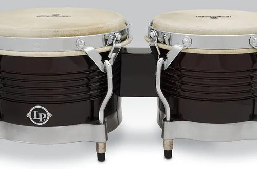 Vista 2 de Latin Percussion M201 LP Bongos de madera Matador - Marrón oscuro/Cromo