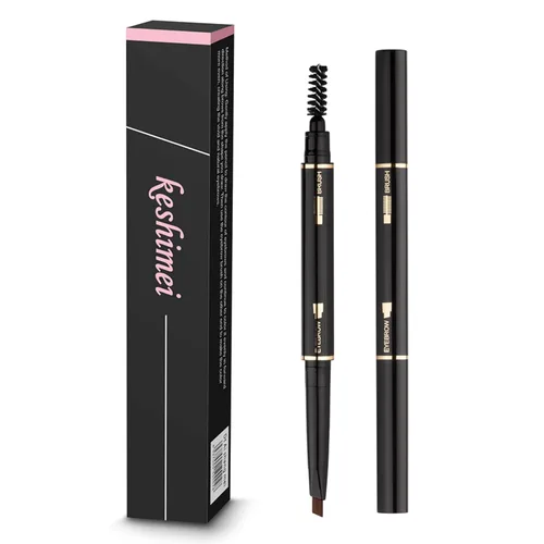 Lápiz de cejas 2 paquetes, lápiz de cejas impermeable a prueba de manchas con cepillo para cejas, kit automático de maquillaje para cejas, negro