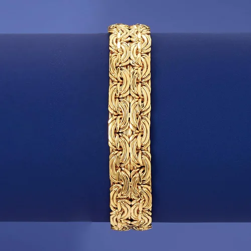 Vista 3 de Ross-Simons 18kt Yellow Gold Over Sterling Silver Wide Byzantine Bracelet