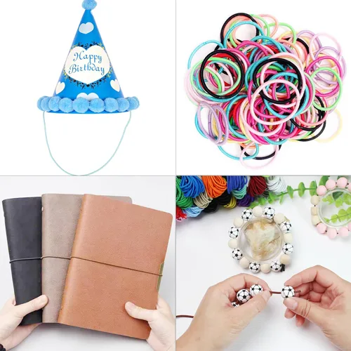 Vista 6 de Cuerdas elásticas de colores de 0.118 in 1/8 pulgadas 210 pies, cuerda elástica redonda pesada para cuentas de poni, pulseras de cuentas de silcona