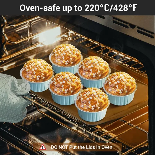 Vista 5 de EUSOAR Moldes desechables de papel de aluminio con tapas, 30 piezas de 5 onzas (4.2 fl oz) de papel de aluminio para magdalenas, tazas para hornear