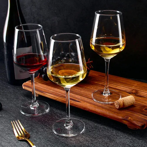 Vista 4 de Juego de copas de vino de 12, copa de vino transparente de 12oz roja/blanca, copas de vino de tallo largo para fiesta, boda y hogar