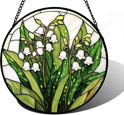 Vista 17 de DASTOLL Juego de 4 piezas para colgar vidrieras con temática de insectos rosa y verde de 6.3 pulgadas, diseño de mariposa, atrapasoles, puerta