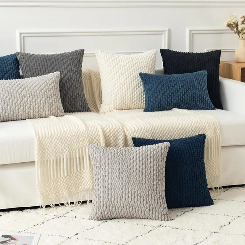 Vista 241 de Kevin Textile - Juego de 2 fundas de almohada decorativas de pana suave, estilo bohemio, a rayas, decoración del hogar para sofá, cama, sofá y sala