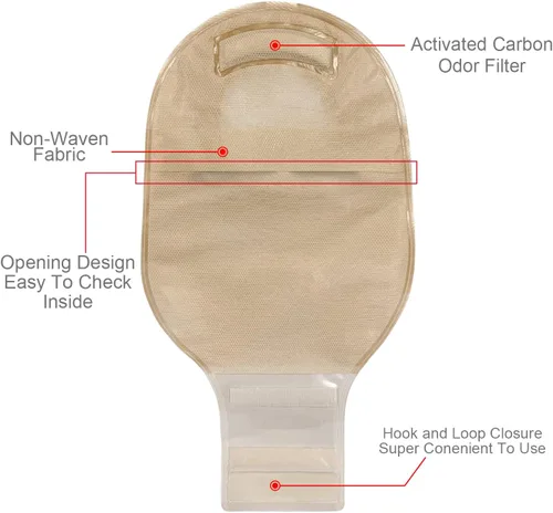 Vista 4 de Carbou - 21 bolsas de colostomía de dos piezas drenables con cierre de 12 pulgadas, cuidado del estoma de ileostomía, corte para adaptarse