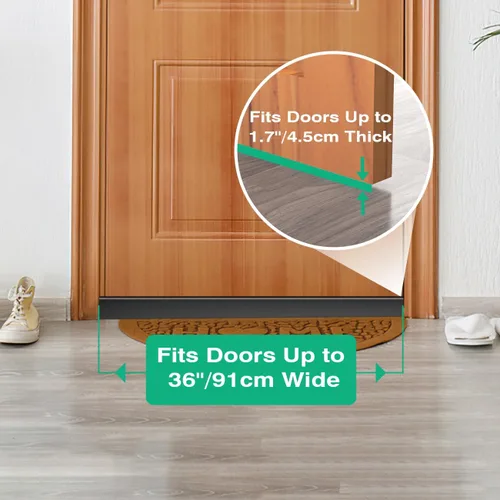 Vista 7 de Lewondr Door Draft Stopper 36 Inch Waterproof Under Door Draft Noise Blocker Soundproof Cuttable Trapezoid Strong Adhesive Weather Stripping Door