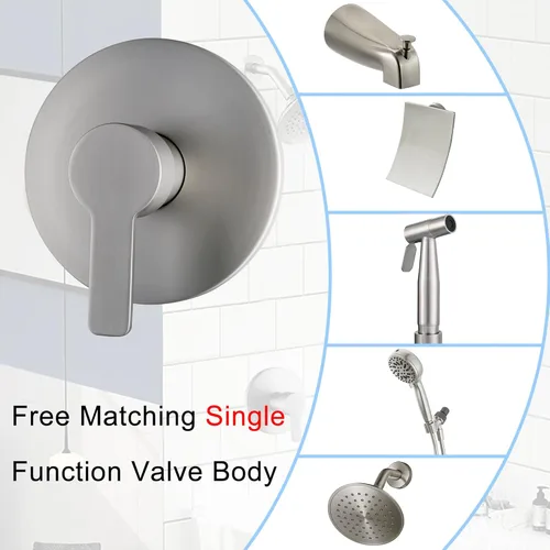 Vista 2 de Manija de válvula de ducha, kit de llave mezcladora de ducha de baño, válvulas de control de ducha de montaje en pared, válvulas rugosas de tina