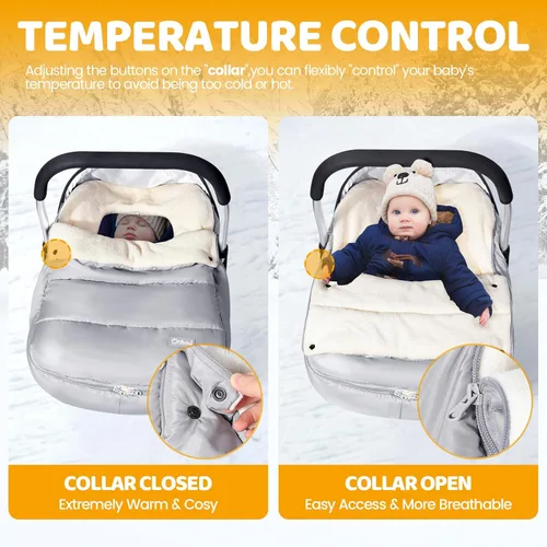Vista 2 de Orzbow Fundas de asiento de automóvil para bebés de invierno, funda universal para asiento de automóvil con cuello ajustable, funda impermeable