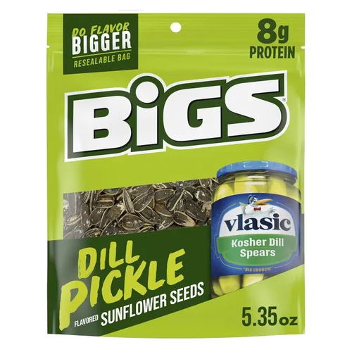 BIGS Semillas de girasol, sabor a pepinillo de eneldo Vlasic, 5.35 oz.