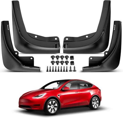 Vista 9 de A-Premium 4 piezas de solapas de barro Compatibles con Tesla Model Y 2020-2024 Accesorios exteriores, no requiere taladrar, guardabarros delanteros