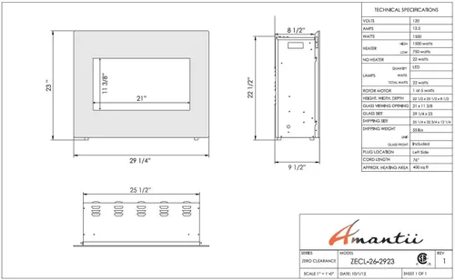 Vista 4 de Amantii ZECL-26-2923 Chimenea eléctrica de liquidación cero