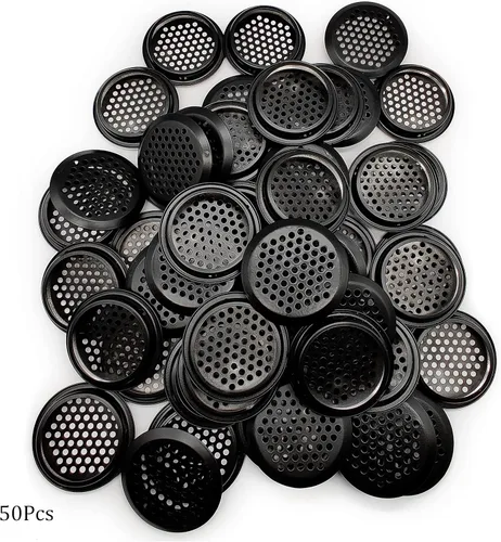 Vista 3 de 50 piezas de rejillas de ventilación circulares de 53 mm, rejilla de ventilación de acero inoxidable redonda con orificio de malla para cocina, Negro